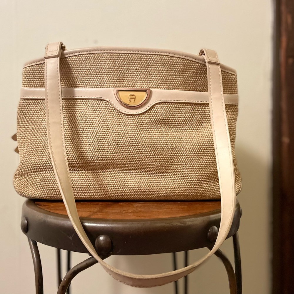 Etienne Aigner Vintage Straw Leather Purse